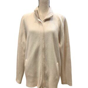 Johnstons of Elgin 100% Scottish Cashmere Full-Zip Cardigan Ivory 44/L  Neutral